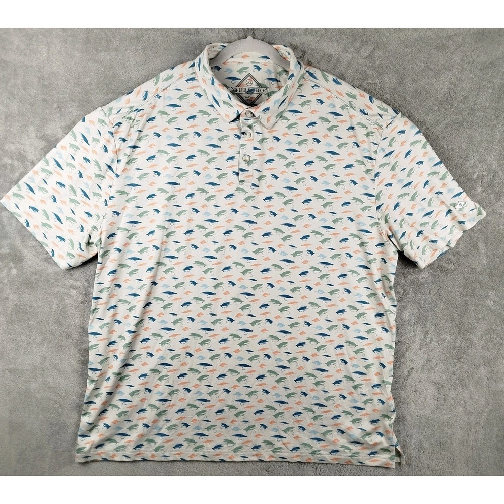 Burlebo‎ Golf Performance Fly Leaf Polo Shirt Mens 2XL Stretch Active Outdoor